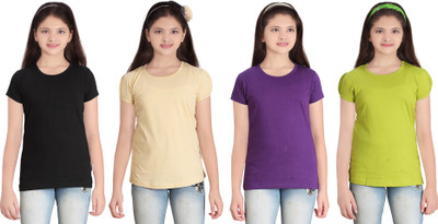

FabTag - Sini Mini Girls Solid T Shirt(Multicolor