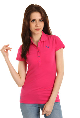 

Puma Solid Women's Polo Neck Red T-Shirt, Beetroot purple