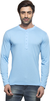 

Alan Jones Solid Men's Henley Light Blue T-Shirt, Sky