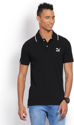

Puma Solid Men' V-neck Black T-Shirt