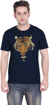 

Tantra Animal Print Men's Round Neck Dark Blue T-Shirt, Navy blue