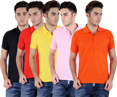

Sanvi Traders Solid Men Polo Neck Multicolor T-Shirt(Pack of 5