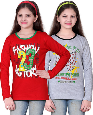 40% OFF on FabTag - SINI MINI Girls Printed T Shirt(Multicolor)