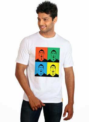 

Campus Sutra Printed Men Round Neck White T-Shirt