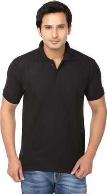 

AWA Solid Men's Polo Neck Black T-Shirt