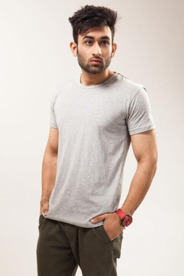 

Unisopent Designs Solid Men' Round Neck Grey T-Shirt