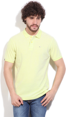 

Wrangler Solid Men's Polo Neck Yellow T-Shirt, Lime