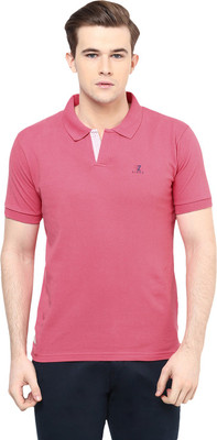 Ziera Solid Men Polo Neck Pink T-Shirt Ziera Solid Men Polo Neck Pink T-Shirt