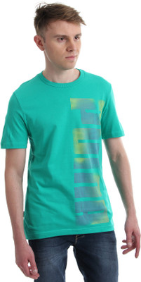 

Puma Printed Men's Round Neck Green T-Shirt, Vivid green