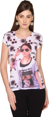 

Ten on Ten Printed Women's Round Neck Multicolor T-Shirt, Multi