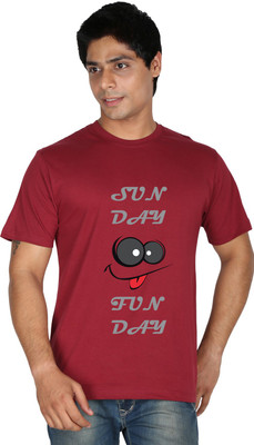 

Trendster Printed Men' Round Neck Maroon T-Shirt
