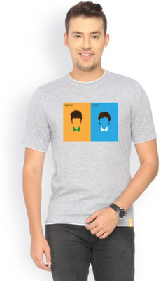 

Campus Sutra Printed Men Round Neck Grey T-Shirt