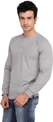 

Inkovy Solid Men' Henley Grey T-Shirt