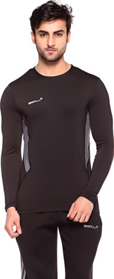 

Sport Sun Self Design Men's Round Neck Black T-Shirt