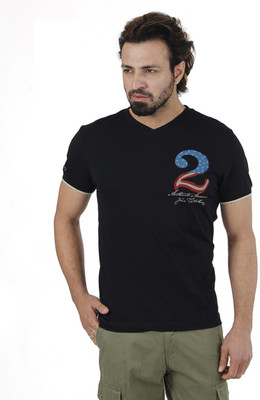 U.S. Polo Assn Solid Men's V-neck Black T-Shirt