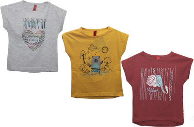 

Hussky Girls Solid T Shirt(Multicolor