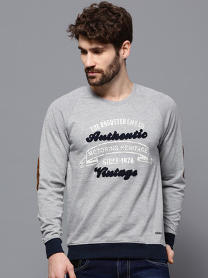 Roadster Printed Men Round Neck Grey T-Shirt