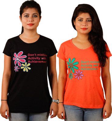 

Tryd Printed Women's Round Neck Multicolor T-Shirt(Pack of 2)