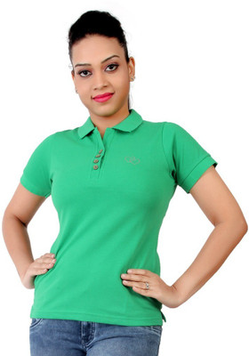 

FCK-3 Woven Women's Polo Neck Green T-Shirt