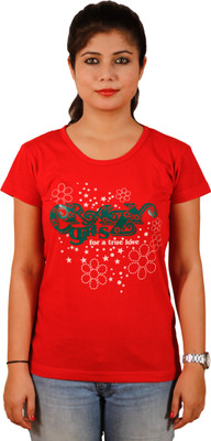 

Tryd Printed Women' Round Neck Red T-Shirt
