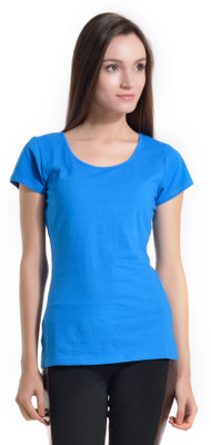 

Kazo Self Design Women's Fashion Neck Blue T-Shirt