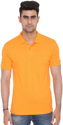 Colors & Blends Solid Men Polo Neck Reversible Orange T-Shirt