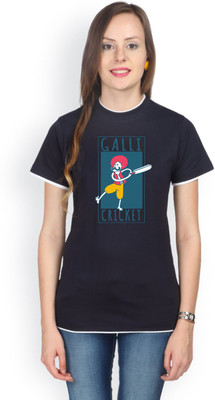 

Campus Sutra Printed Women' Round Neck Dark Blue T-Shirt