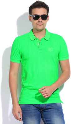 

Arrow Sports Solid Men' Polo Neck Green T-Shirt, Me. green