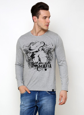 

Rigo Printed Men's Round Neck Grey T-Shirt