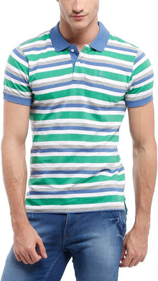 

Parx Striped Men's Polo Neck Green T-Shirt