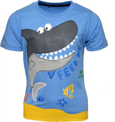

Pepito Boys Printed Cotton T Shirt(Light Blue, Pack of 1
