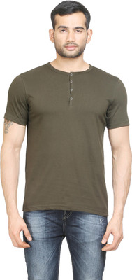 

Poshuis Solid Men' Henley Dark Green T-Shirt, Military green