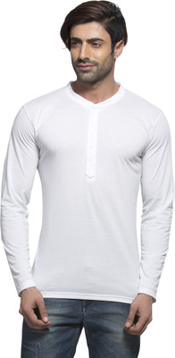 

Alan Jones Solid Men's Henley White T-Shirt