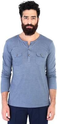 

Mr Button Solid Men' Henley Grey T-Shirt