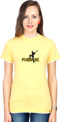 

Campus Sutra Solid Women' Round Neck Yellow T-Shirt