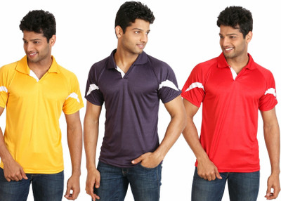 

Campus Sutra Solid Men Polo Neck Red, Purple, Yellow T-Shirt(Pack of 3)