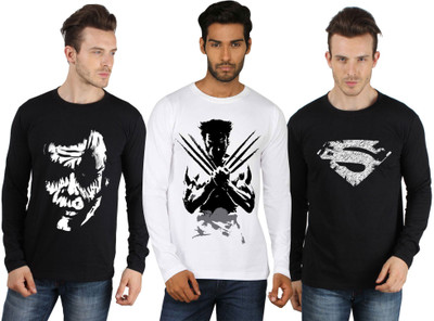

SayItLoud Printed Men's Round Neck Black, White T-Shirt(Pack of 3)