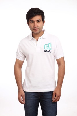 

Parx Printed Men's Polo Neck White T-Shirt