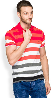 

ColorPlus Striped Men' Polo Neck Red T-Shirt