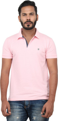 

Got It Solid Men's Flap Collar Neck Pink T-Shirt