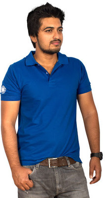 

SayItLoud Solid Men's Polo Neck Blue T-Shirt
