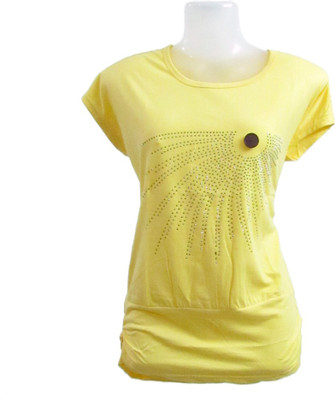 

Revinfashions Girls Printed T Shirt(Yellow