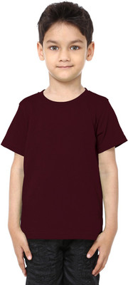 

99Tshirts Boys Solid Cotton T Shirt(Maroon, Pack of 1)
