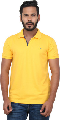 

Got It Solid Men's Flap Collar Neck Yellow T-Shirt