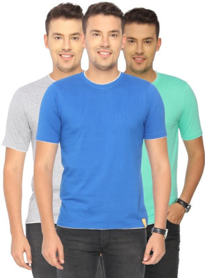 

Campus Sutra Solid Men Round Neck Grey, Green, Blue T-Shirt(Pack of 3)