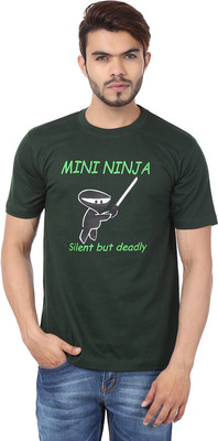 

Weardo Printed Men's Round Neck Dark Green T-Shirt, Bottle green