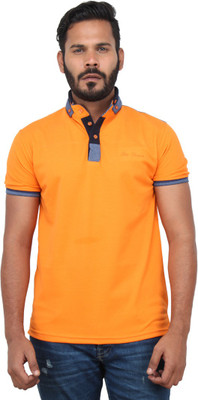 

Got It Solid Men's Flap Collar Neck Orange T-Shirt