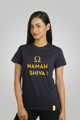 Campus Sutra Printed Women Round Neck Blue T-Shirt at flipkart