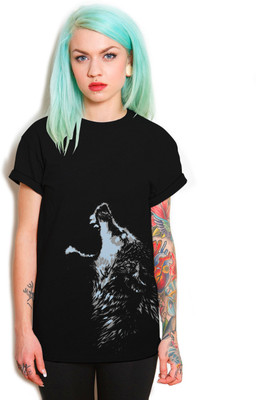 

Monzter Popcornz Printed Women's Round Neck Black T-Shirt
