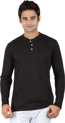 

Trendster Solid Men' Henley Black T-Shirt